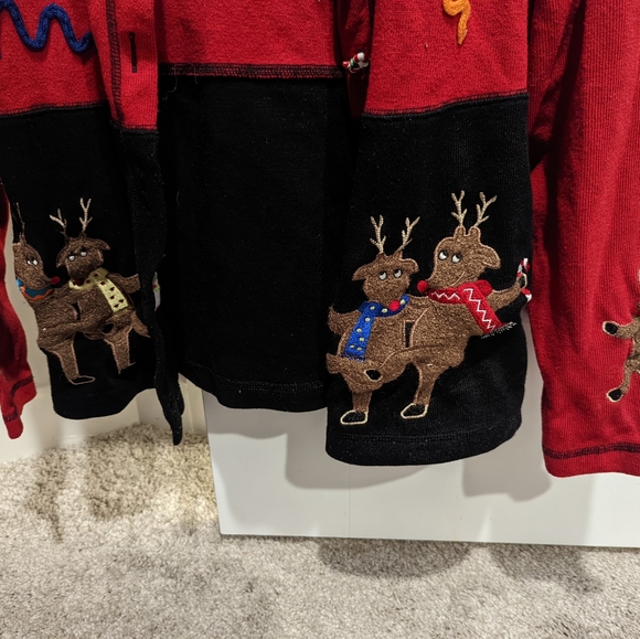 Reindeer Ugly Christmas Sweater Cardigan - Picture 3 of 4